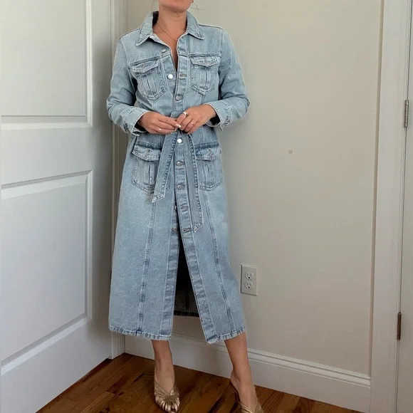 Zara Light Blue Denim Midi Dress - Picture 2 of 11
